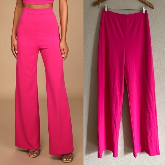 Pink Wide Leg Trouser High Waisted Pant NWOT - Picture 1 of 6